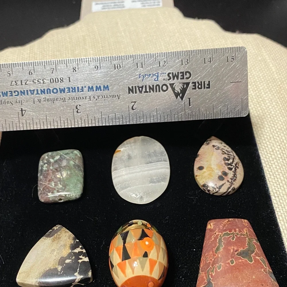 Nine Assorted natural Gemstone pendants for jewelry makers